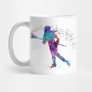 Lacrosse Girl Watercolor Silhouette Painting Mug